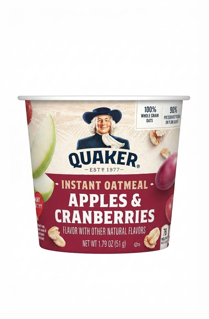 Quaker Instant Oatmeal By febora Apples & Cranberries, 51 g | 100% Whole Grain Oats, Natural Flavours, Single Serve Cup, Quick Preparation, Heart Healthy-image-31