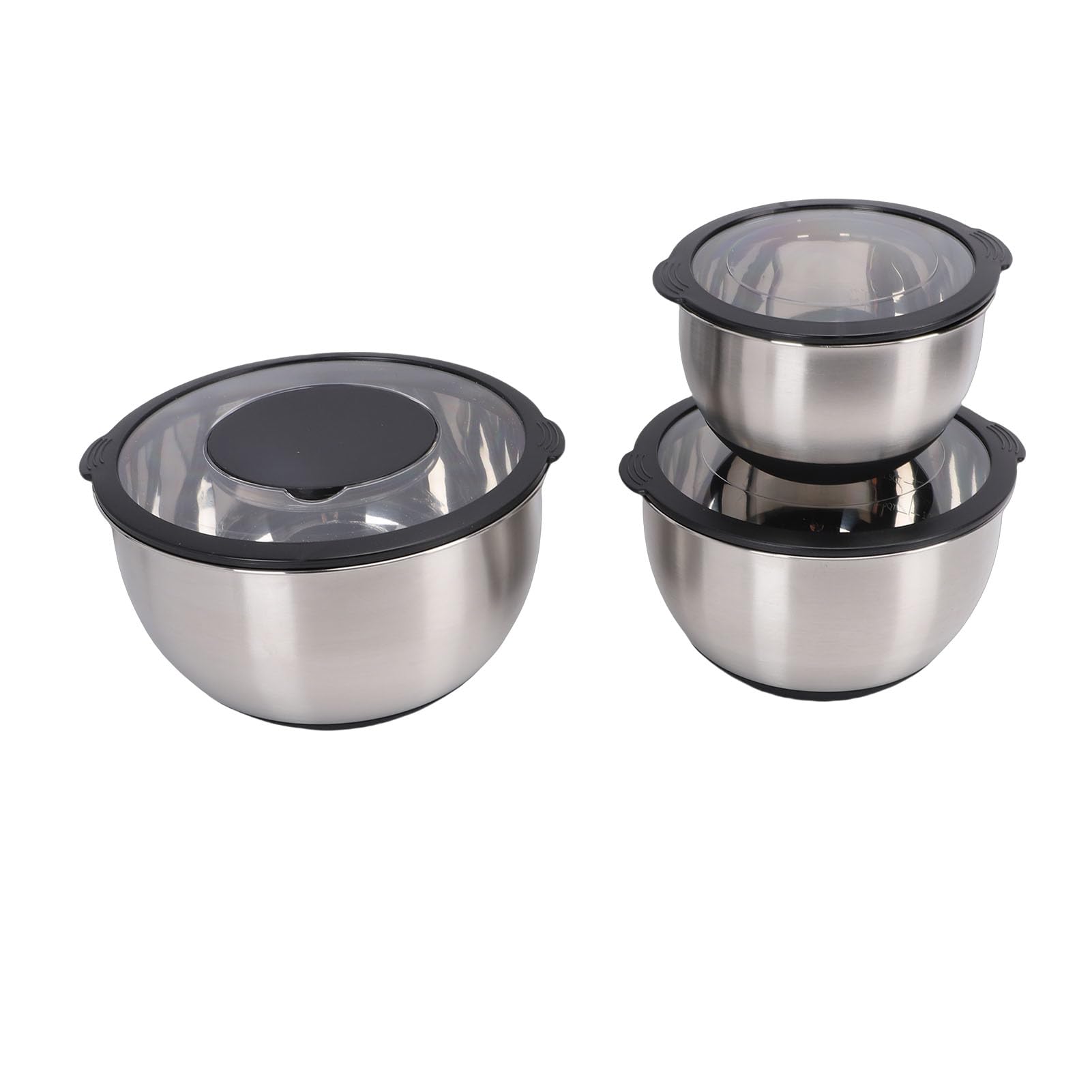 Rührschüssel-Set aus Edelstahl mit Reibe und Deckel, 3 Größen für die Lebensmittelzubereitung, Perfekt für die Küche