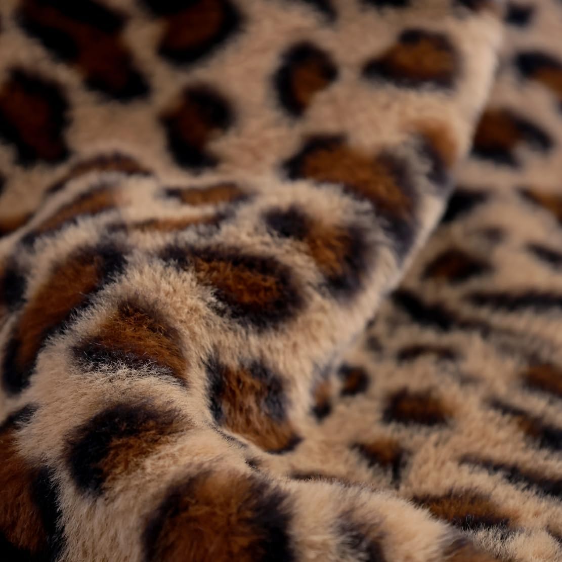 Velboa Super Soft Leopard Blanket Double Layer Bedding Thick Sofa Cover Furry Fuzzy Fax Fur Throw Blanket (Brown,63 x 79 Inch) - Image 5