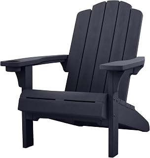 Keter Kiawah Adirondack Chair, Weather‑Resistant Resin Outdoor Patio Chair, Ergonomic Design, All‑Weather Seating for Garden, Deck & Backyard, Midnight Navy