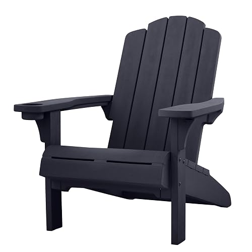 Keter Kiawah Adirondack Chair, Weather‑Resistant Resin Outdoor Patio Chair, Ergonomic
