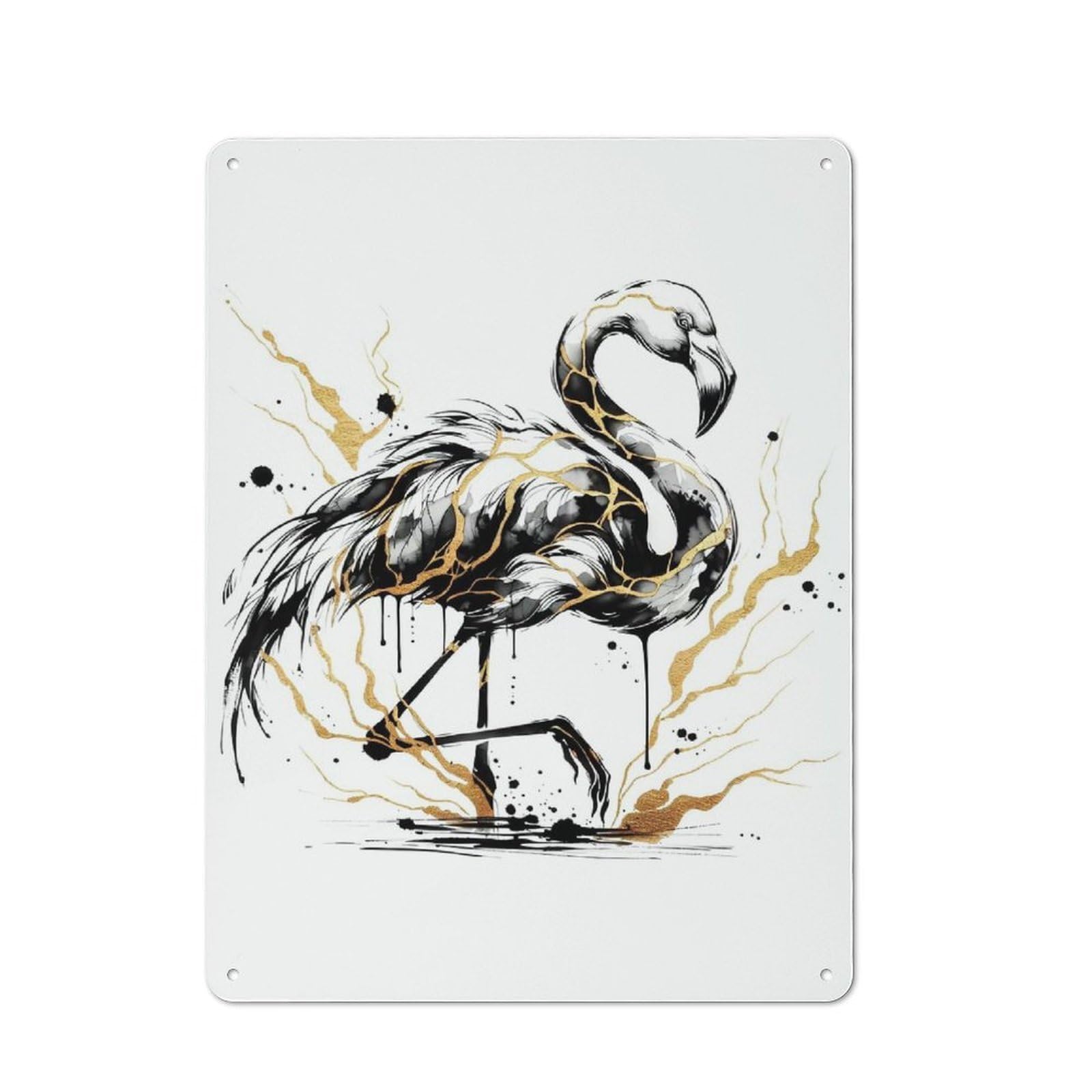 Junmoney Style-6 Tin Wall Plaque 40X30cm With Ink Flamingo For Café Or Home Bar, For Vintage Wall Decor Fans, For Home Office And Studio Walls