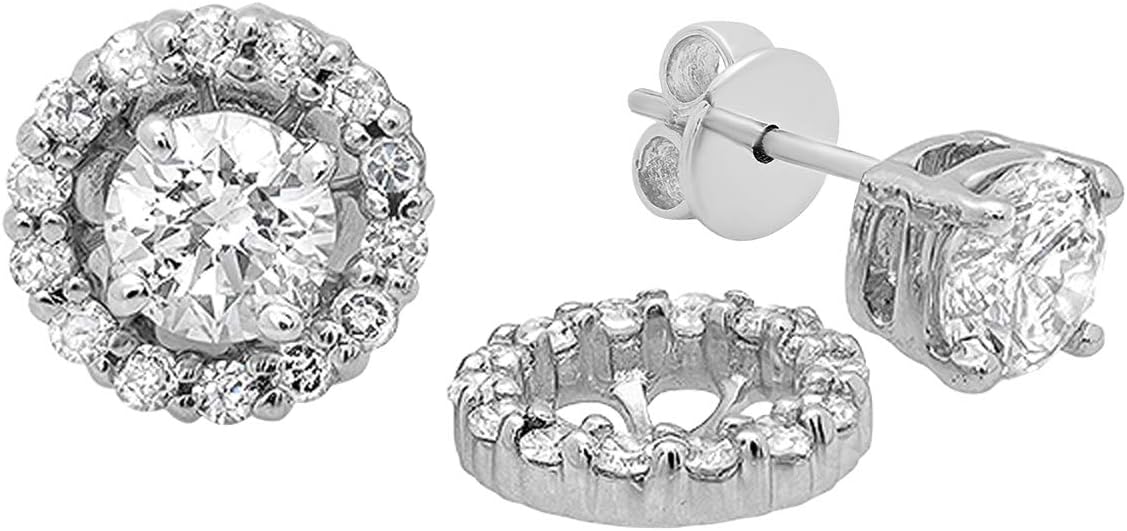 Dazzlingrock Collection 0.45 Cttw 18K Round Diamond Womens Stud Earrings With Removable Jackets, Solid White Gold