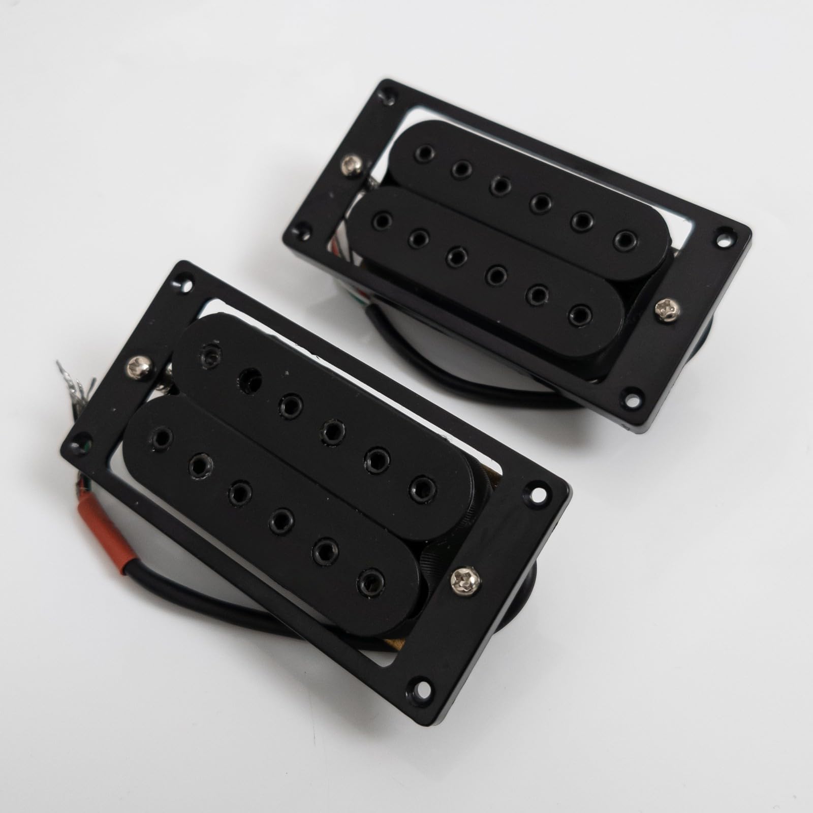 Humbucker-Tonabnehmer-Set für Gibson LP SG Gitarre, warmer 7,5 K Hals + kräftiger 15 K Steg-Keramik-Magnet, kompatibles Upgrade für E-Gitarre, 1 V1T Verkabelung (Schwarz – BK 1V1T Kabelbaum-Set)