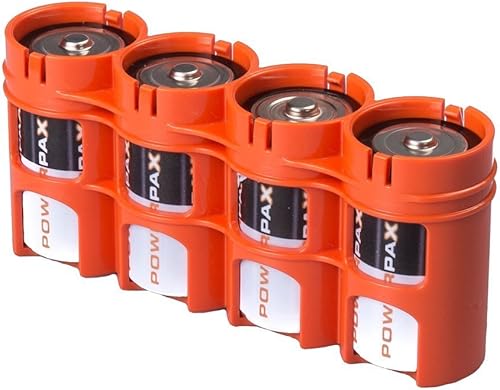 SLD4ORG by Powerpax SlimLine D - Organizador para baterías, naranja, capacidad para 4 baterías, 1 unidad (paquete de 1)