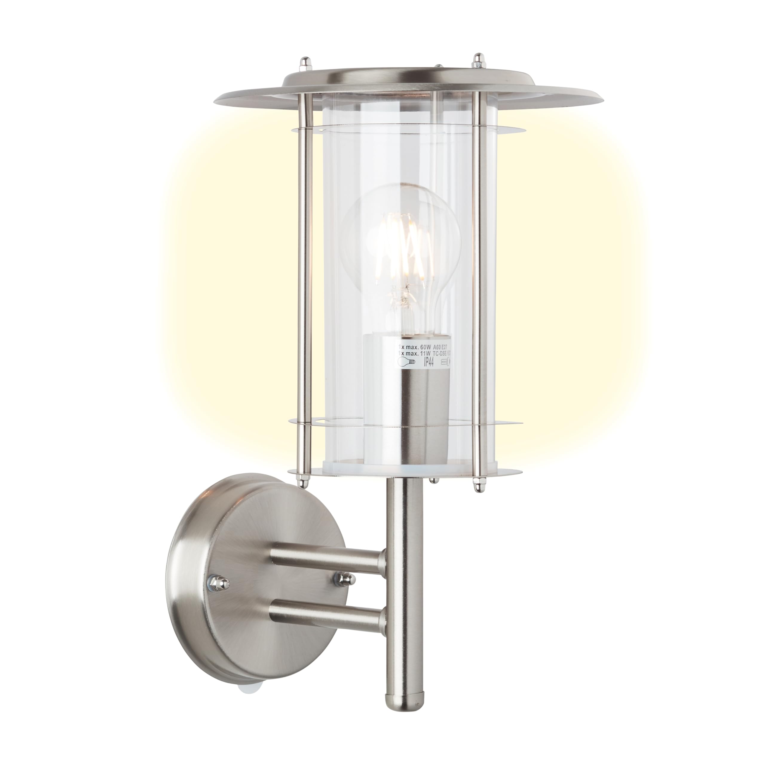 Brilliant York Wandleuchte edelstahl 44781/82 22 x 50 x 32 cm | Wetterfeste Wandlampe außen, Leuchtmittel nicht enthalten, robuste Außenbeleuchtung für die Hauswand