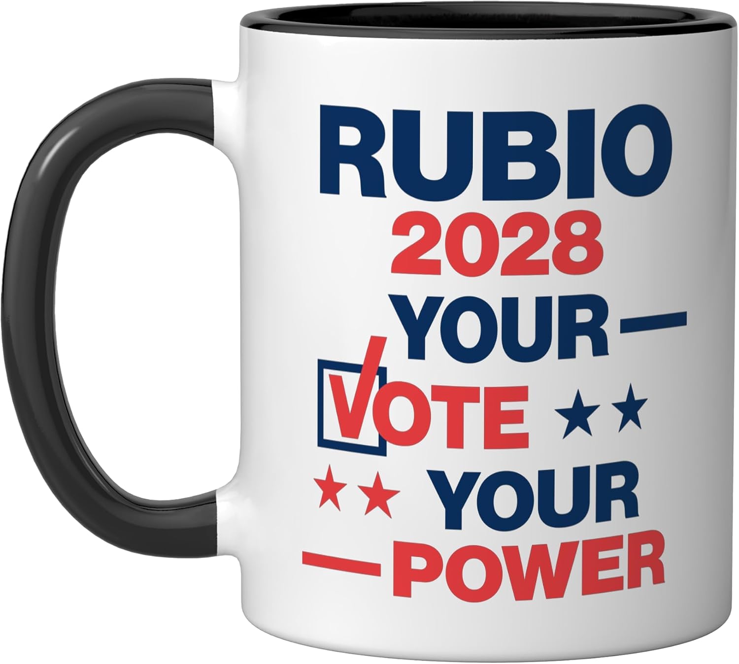Marco Rubio 2028 Political Rally Gear for Republican Fans Ceramic Mug, Black/White, 15oz image 4