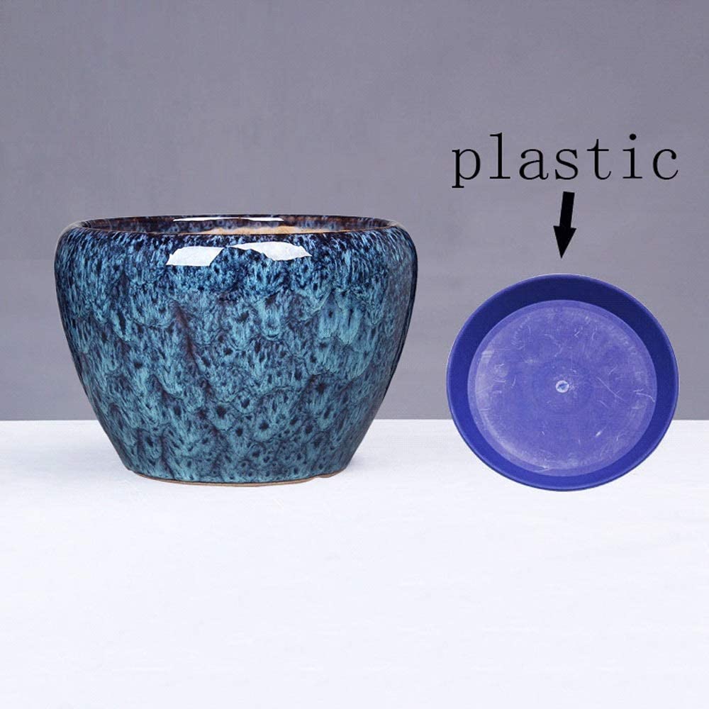 Amazon.co.jp: 中国風植木鉢 陶器 ピーコックブルー 特大 中国風陶器鉢