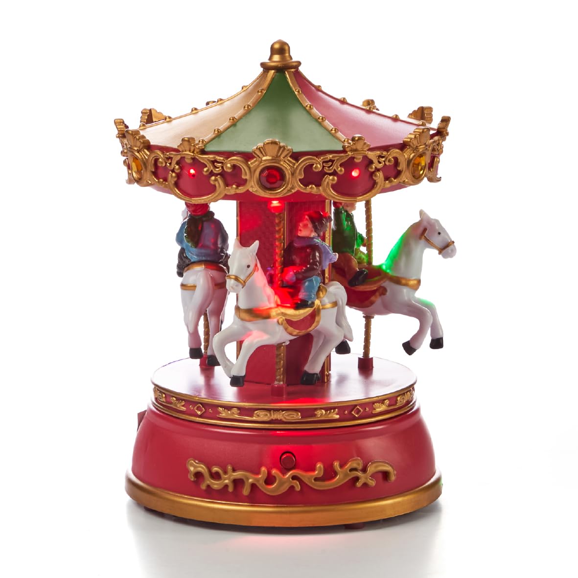 The Christmas Workshop Carousel with Music and Lights/Festive Rotating Decoration with LED Illumination and Classic Carols 73949