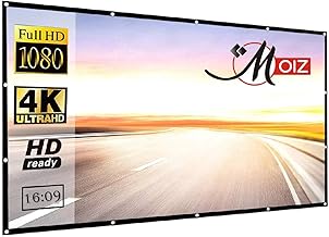 MOIZ 110" Inch Projector Screen Upgraded inch 16:9 HD Portable Eyelet Screen Premium Indoor Outdoor Anti-Crease Projection (96" Inch (W) x 54" Inch (H) - 110" Inch Diagonal)