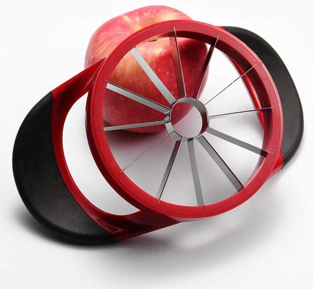 Descorazonador y cortador de manzanas de acero inoxidable, mango ergonómico ABS antideslizante con 12 hojas afiladas, grande, robusto y resistente a la oxidación