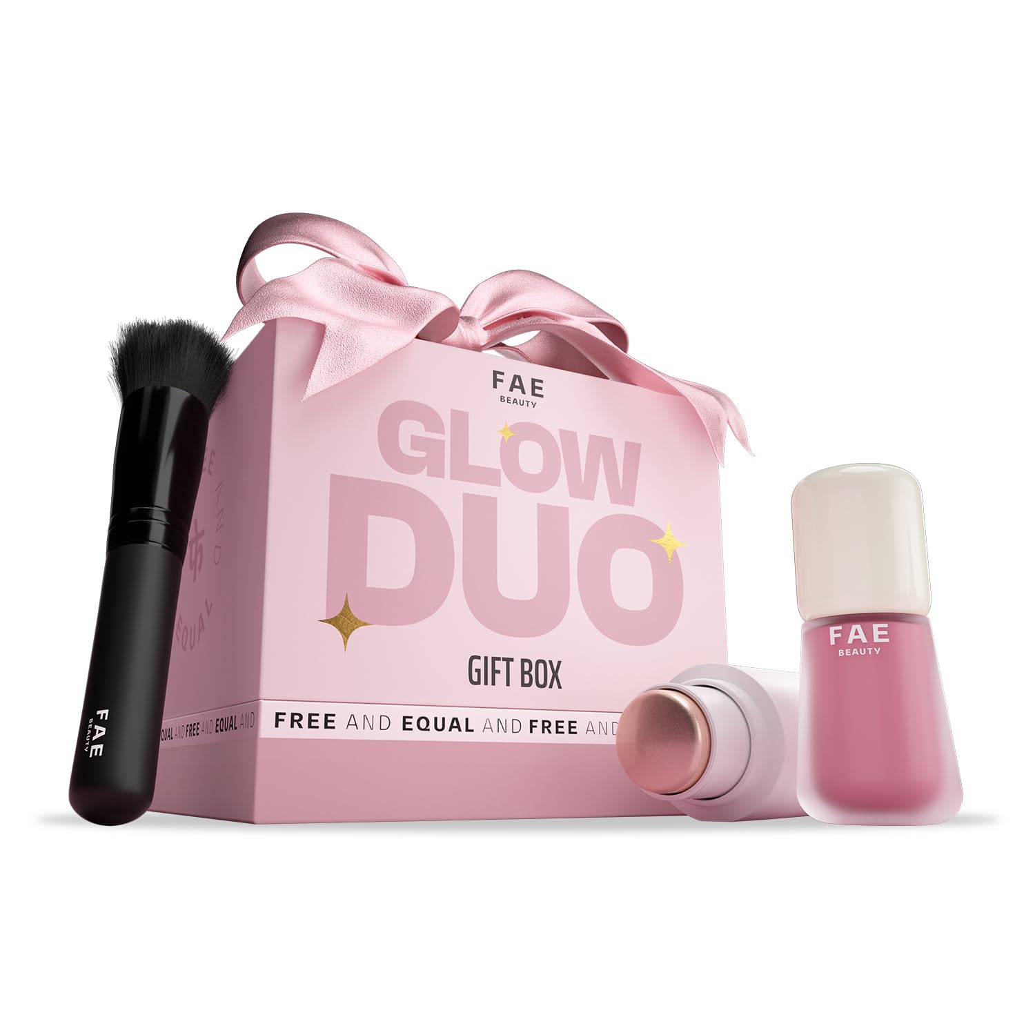 Fae Beauty The Glow Duo Gift Set | Consists of 2 Glow-Getters - Mirror Glaze & Lush Blush + Free Fluffy Blush & Highlighter Brush | Shades Lunar & Wifey-image-14