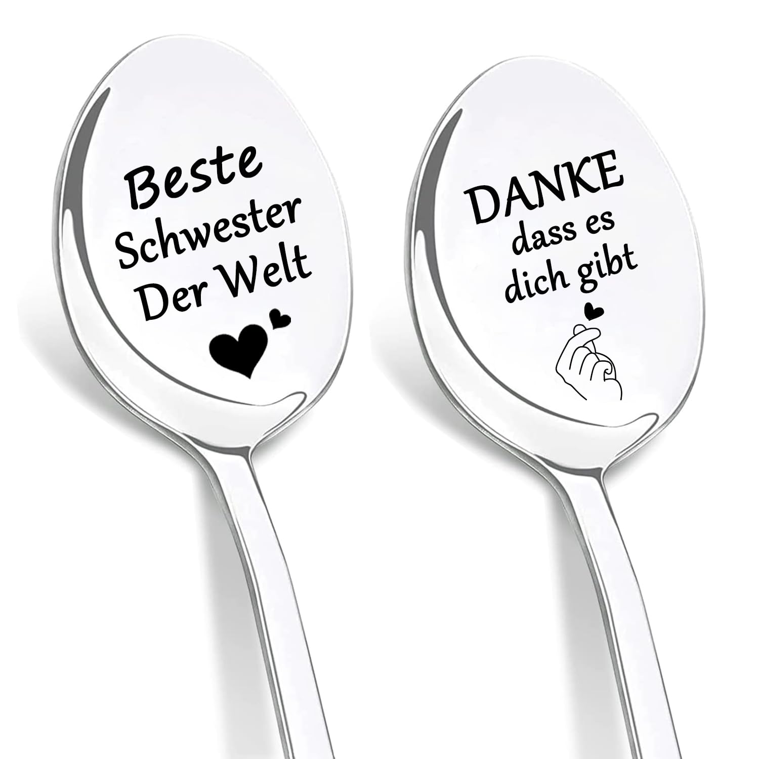 DIKARIYA Geburtstagsgeschenk für Schwester, 2er Kaffeelöffel mit Gravur, Beste Schwester der Welt, Löffel mit Gravur für Große Schwester Graduierung Geschenkschwestern Geburtstag Geschenke Schwester