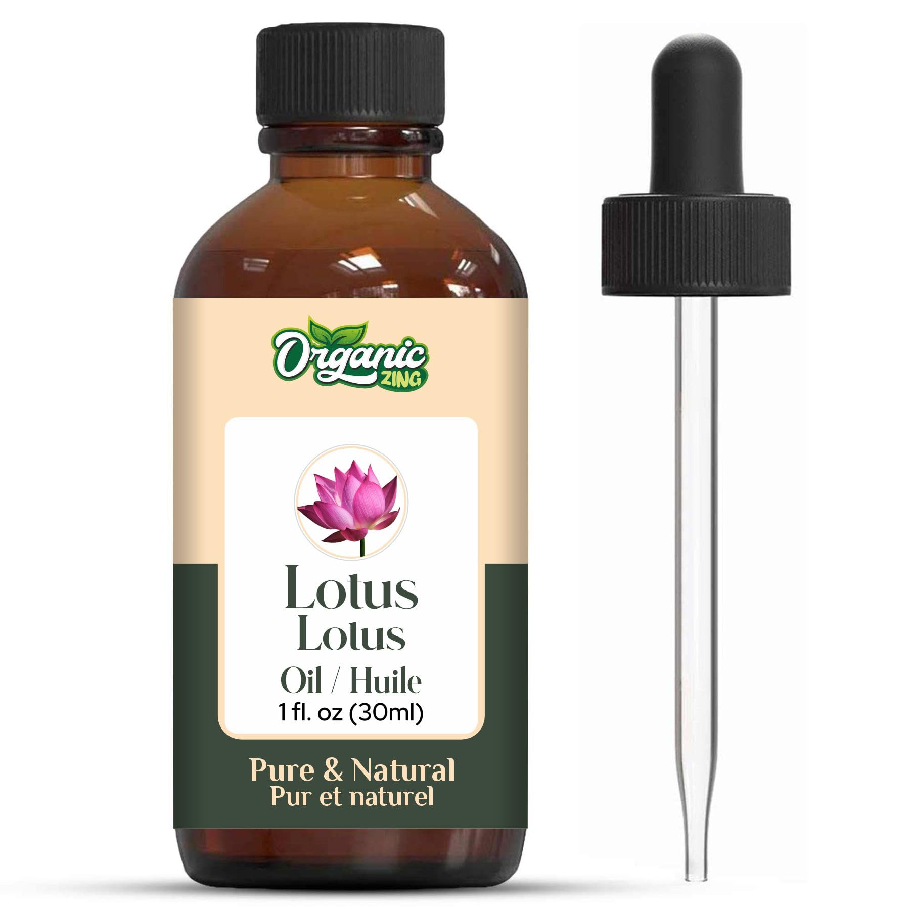 Organic Zing Lotus (Nelumbo nucifera) Oil | Pure & Natural Essential Oil for Skincare, Hair care, Aroma & Diffusers.- 30ml/1.01fl oz