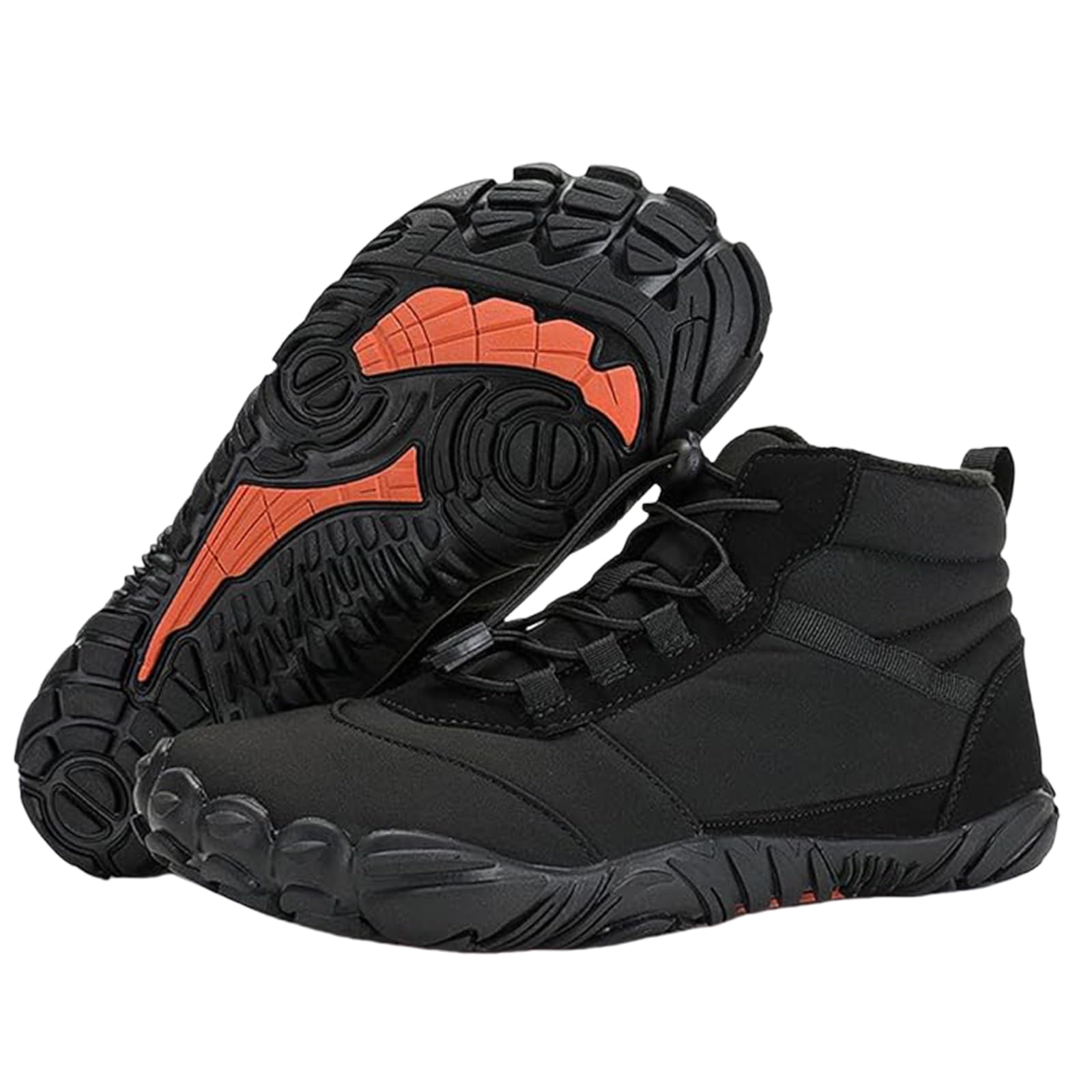 Winter Barefoot Waterproof, High Warm and Non Slip Boots, Lightweight Breathable Barefoot Trainers, Soft Light Fitness Wide Toe Cap, for Women Men Trail Running Black