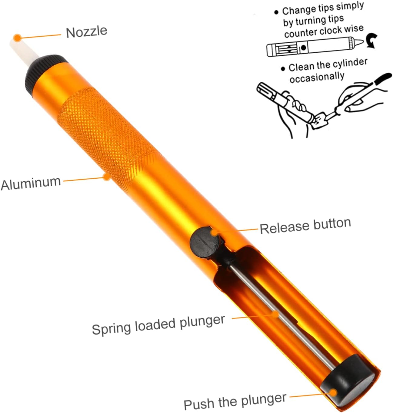 3Pcs Aluminum Solder Sucker Desoldering Pump Set for Quick Removal | Lightweight Single-Hand Design, Easy to Use, Quick Solder Vacuum Tool for Workshop Tasks