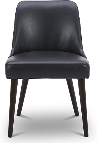 Miniatura 6 de CHITA Mid-Century - Silla de comedor moderna, sillas de tela tapizadas, juego de 2, piel sintética en negro (gris oscuro) Negro en piel