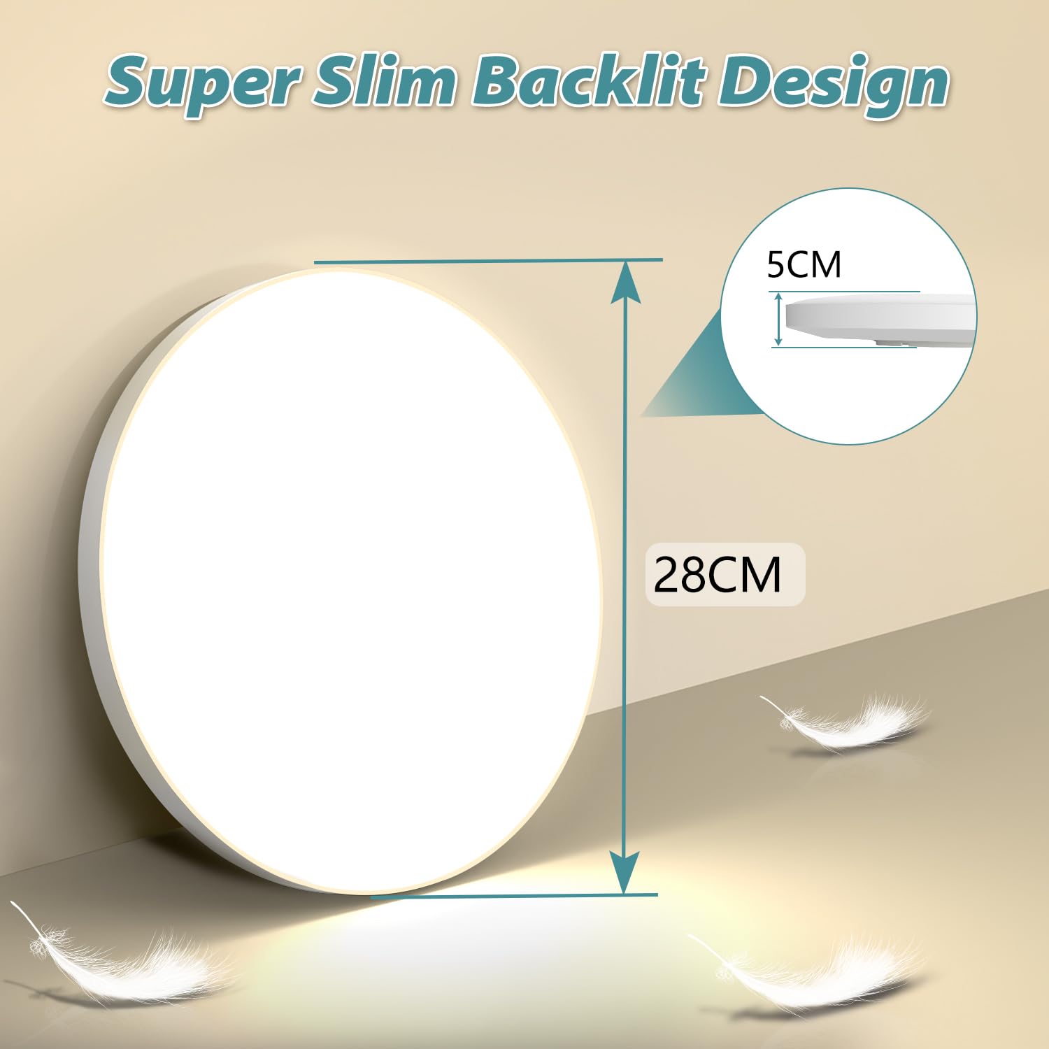 Plafoniera LED Soffitto 24W Lampada da Soffitto 4000K 2000LM Plafoniera Bagno IP44 Impermeabile Ø28CM Rotonda Lampadario LED Moderna Luce Soffitto per Cameretta, Soggiorno, Cucina, Balcone, Corridoio