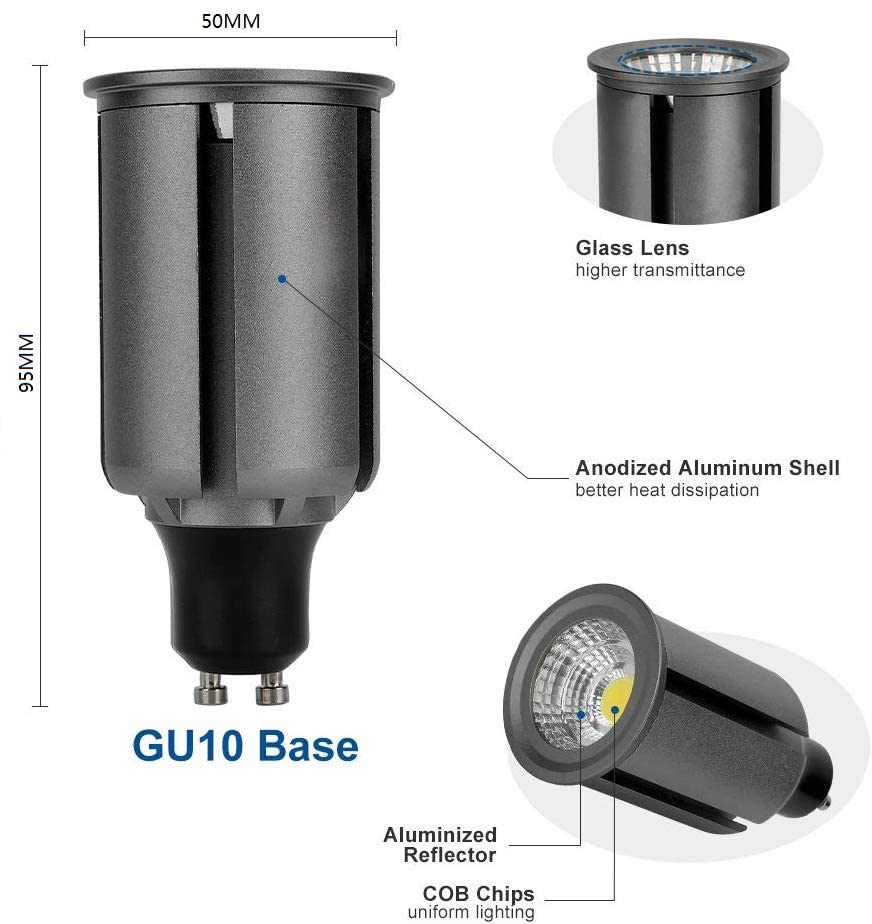 HOROACE 6Pcs GU10 LED Bulbs Long Neck, Aluminum Alloy Radiator - Image 2