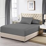 Luxury Sheets 1600 TC Softness Deep Pocket 3pc Fitted Sheets Set - 1 Fitted Sheet and 2 Pillowcases - Milano Collection Bedding - Dark Grey, Queen