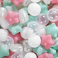 Vista 46 de Paquete de 100, 200, 500 pelotas para alberca de bolas, set de estrellas y redondas, sin BPA, sin ftalatos, no tóxico, a prueba de aplastamiento