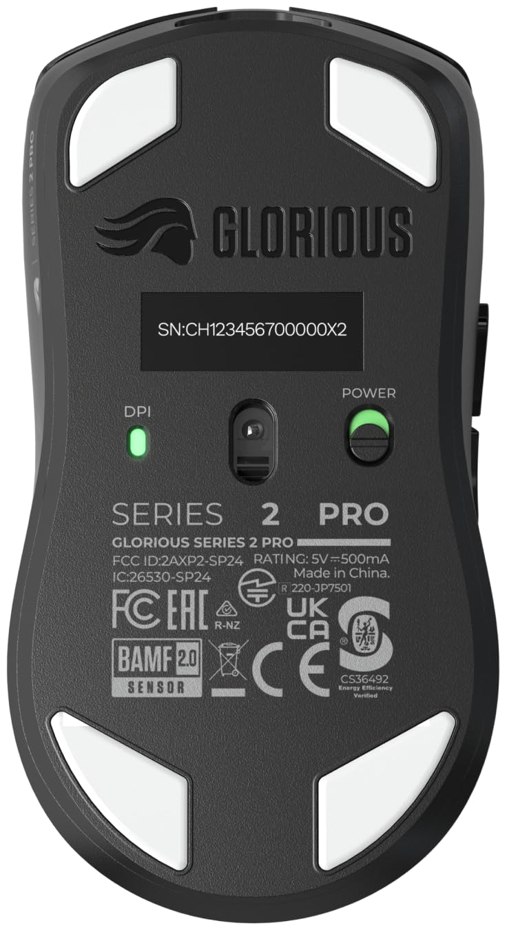 GLORIOUS Gaming Series 2 PRO mysz gamingowa - 55g. częst. odpyt. 8K, czujnik 26K, optyczne przełączniki, mysz e-sportowa dla PC, Ster. palcami/dłonią - Czarna - 2.4 GHz Wireless