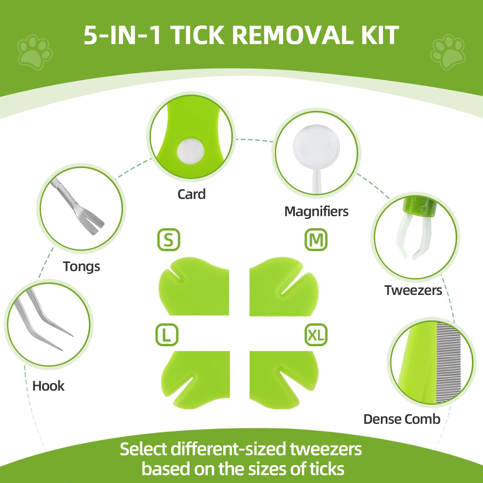 Kit 5 Pinzette Per Zecche - Con Lente D'Ingrandimento E Pettine Antipulci, Per Cani, Gatti E Umani