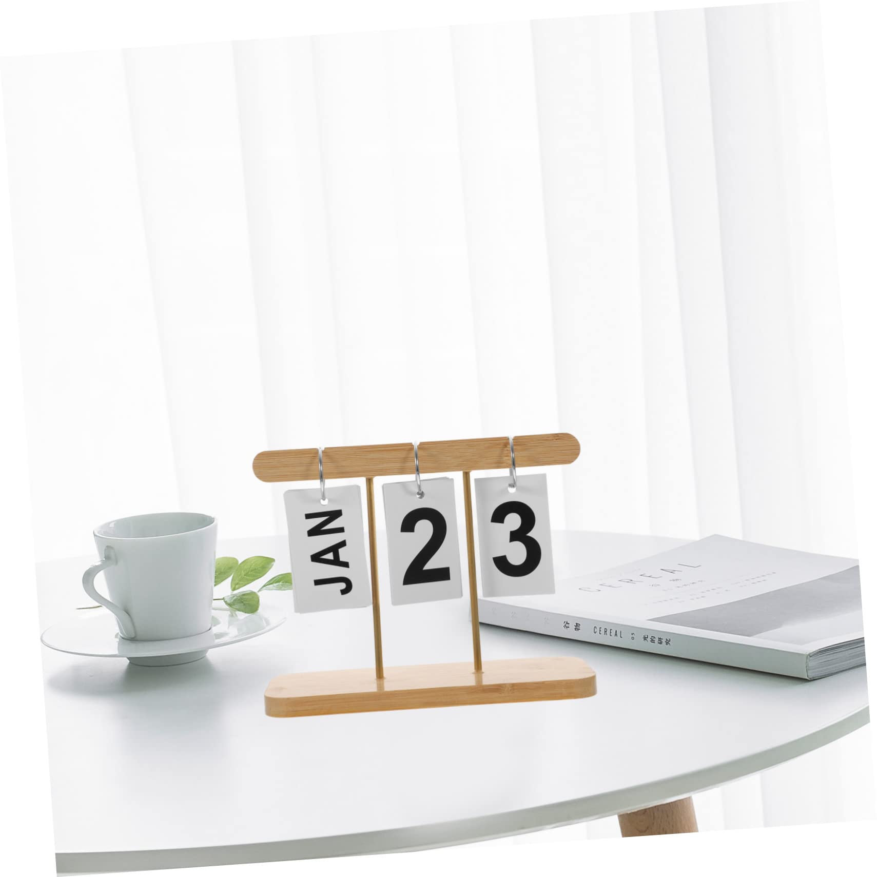 TEHAUX 2pezzi Calendario Da Tavolo Legno Calendario Rustico Per Scrivania Accessorio Decorativo Per Ufficio e Casa Facile Da Cambiare Data e Mese Design Compatto e Resistente