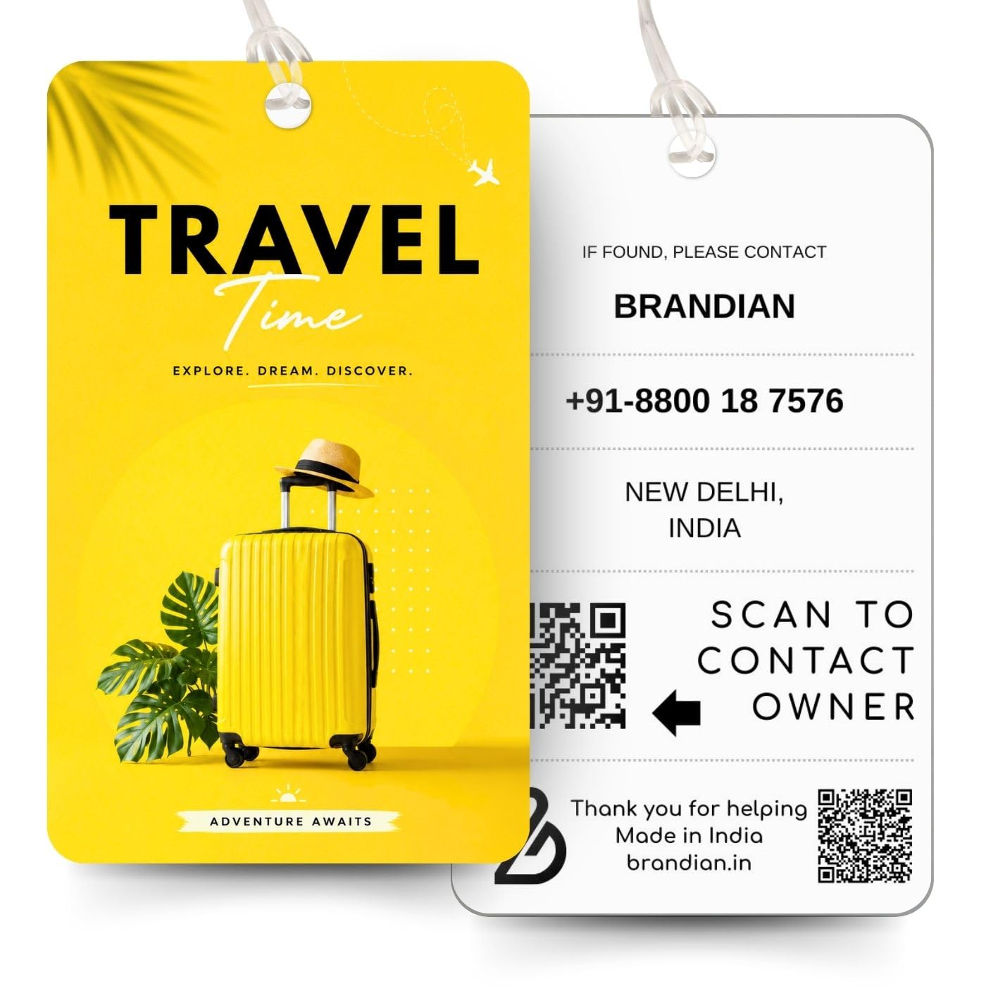 Brandian Luggage Tags and Bag Tags, Travel Time Discover The Ultimate in Travel Convenience Our Durable and Chic Bag Tags for Luggage Travel with Silicone Band (Multicolour)-image-5
