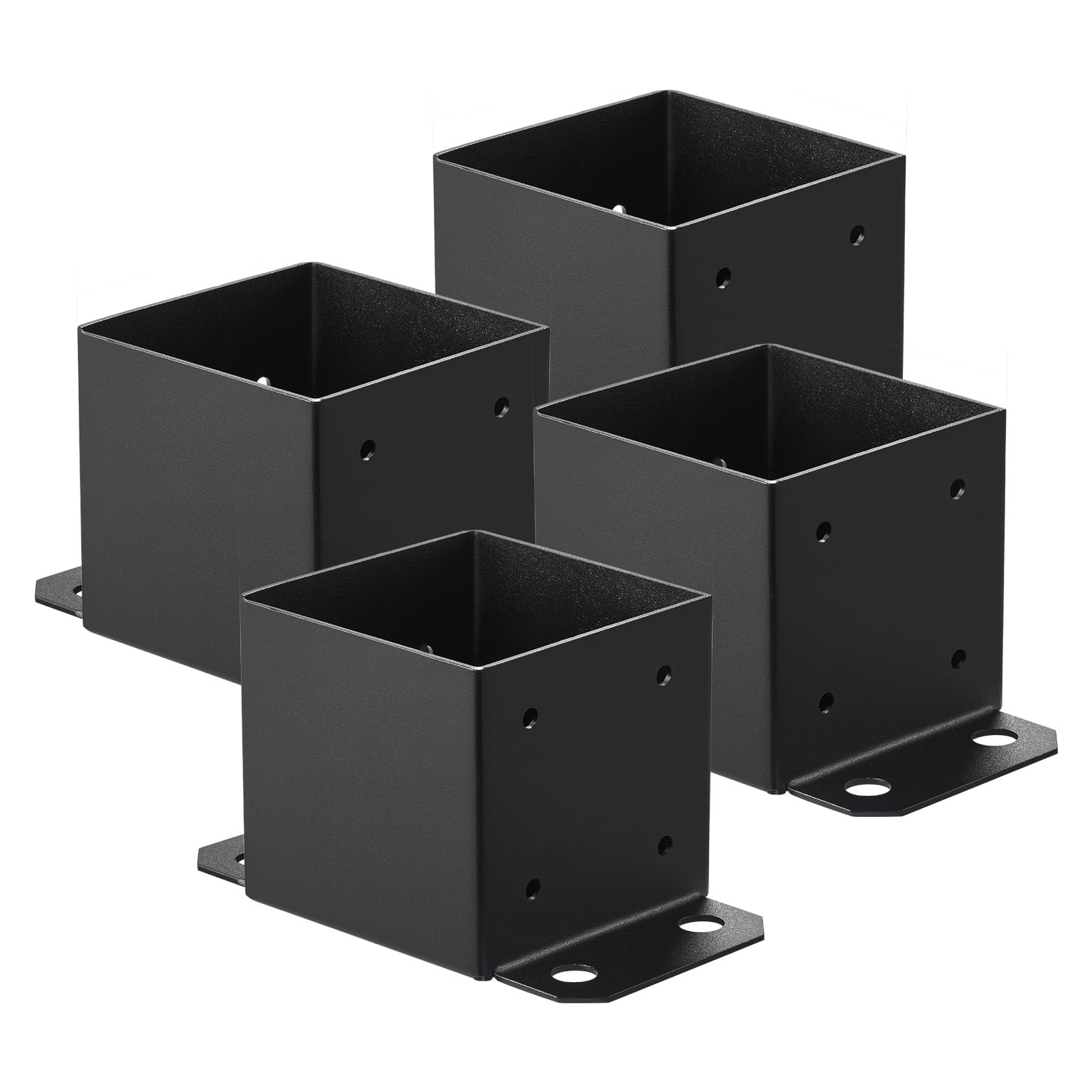 VEVOR 152.4x152.4 Post Base 4 Pcs, Inner Size 142x142 Post Base Brackets, Heavy Duty Powder-Coated Post Anchor Matte Black Wood Post Brackets for Pavilion Deck Railing Support Deck Base Plate