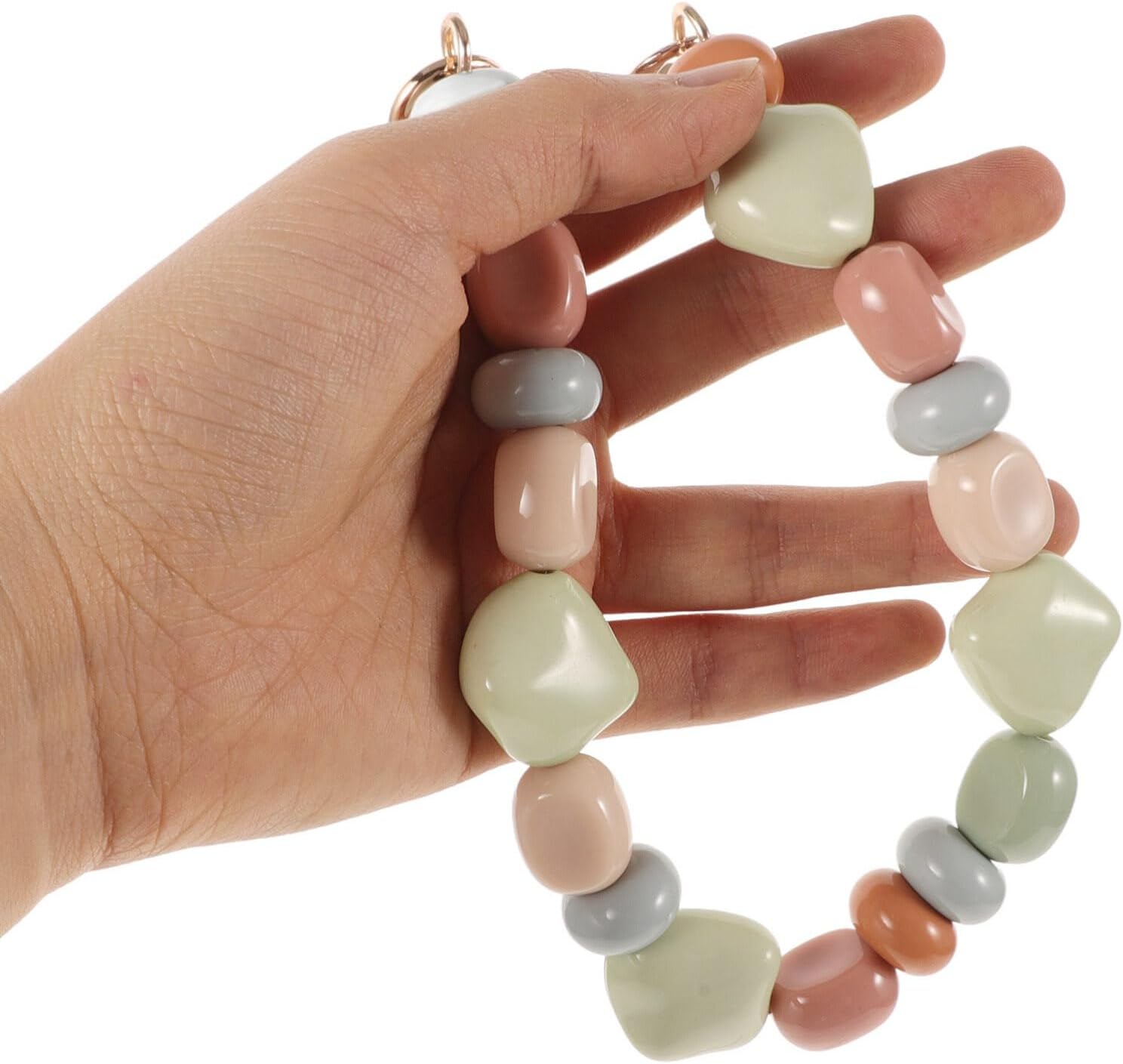 Lurrose Acrylic Beaded Purse Handle, Imitation Gemstone Decorative Bag Chain Beaded Short Handbag Grip Handle Replacement Purse Strap Extender - Image 3