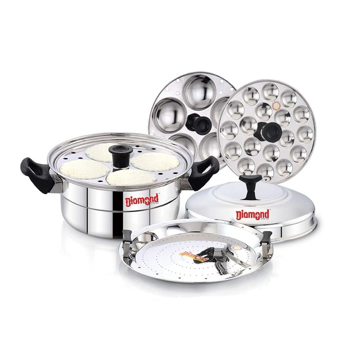 Buy MAHAVIR Stainless Steel Multi Steamer Pot 2 Idli Plates, 1 Mini Idli Plate and 1 Multi