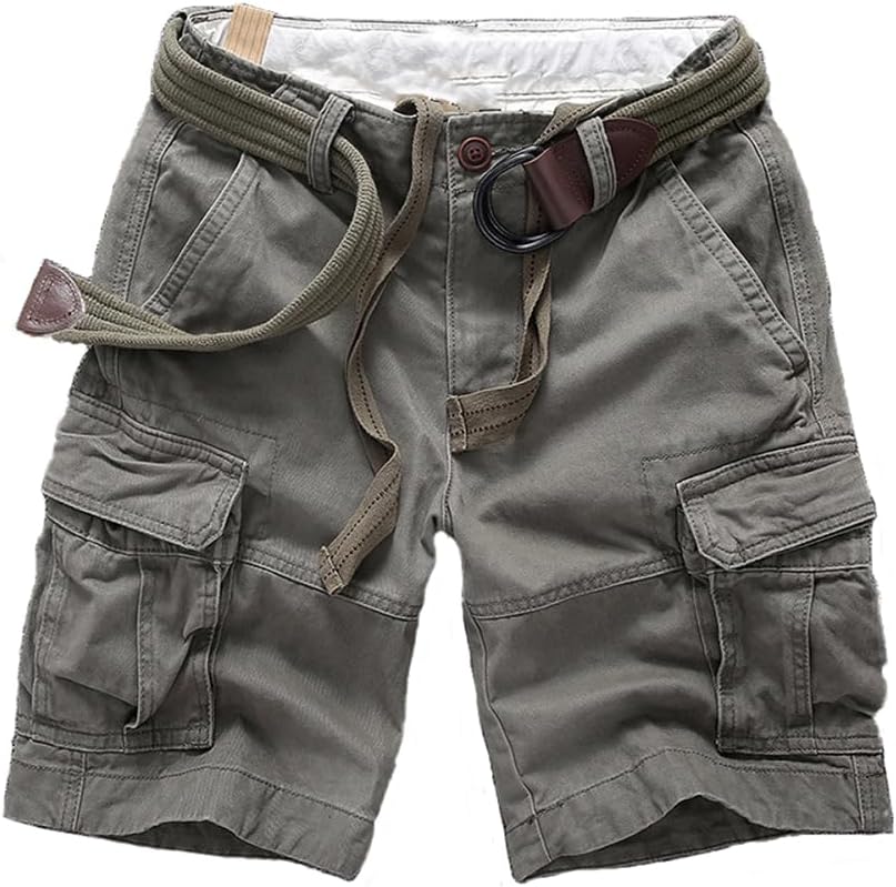 SINAIRSOFT Men's Cargo Shorts,Tactical Outdoor Casual Camo Shorts with Belt,Multi-Pocket Relaxed Fit Hiking Shorts