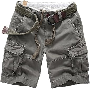 SINAIRSOFT Mens Cargo Shorts,Tactical Outdoor Casual Camo Shorts with Belt,Multi-Pocket Relaxed Fit Hiking Shorts