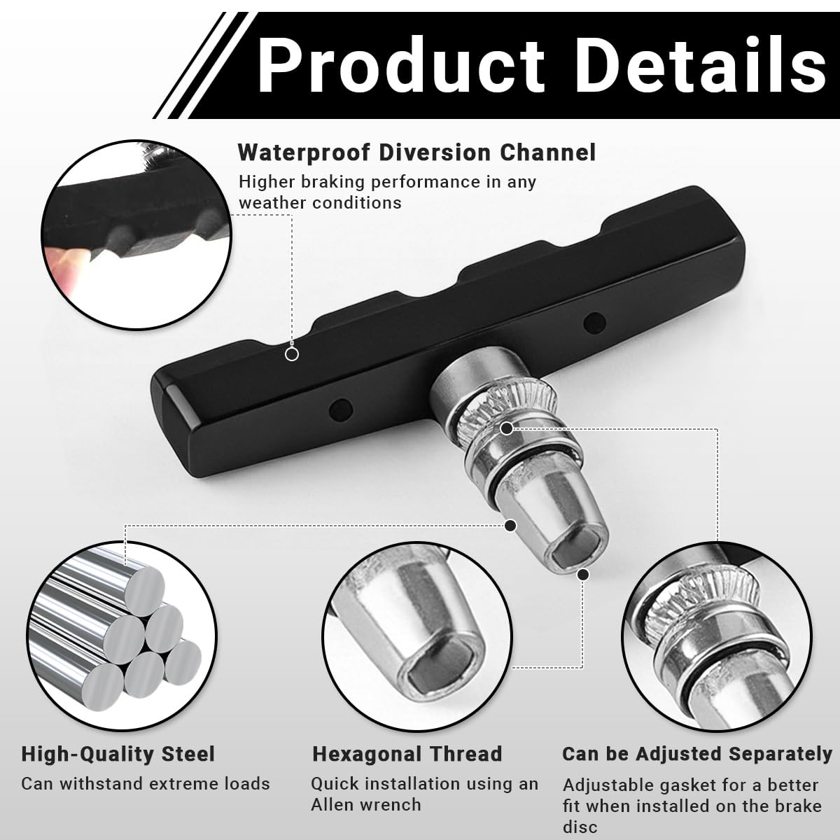 4pcs Pastiglie Freno V Brake 70mm,Pattini Freno Bici Universali in Gomma,Impermeabile Resistenza All'usura,per Ruote da 20 a 28 Pollici