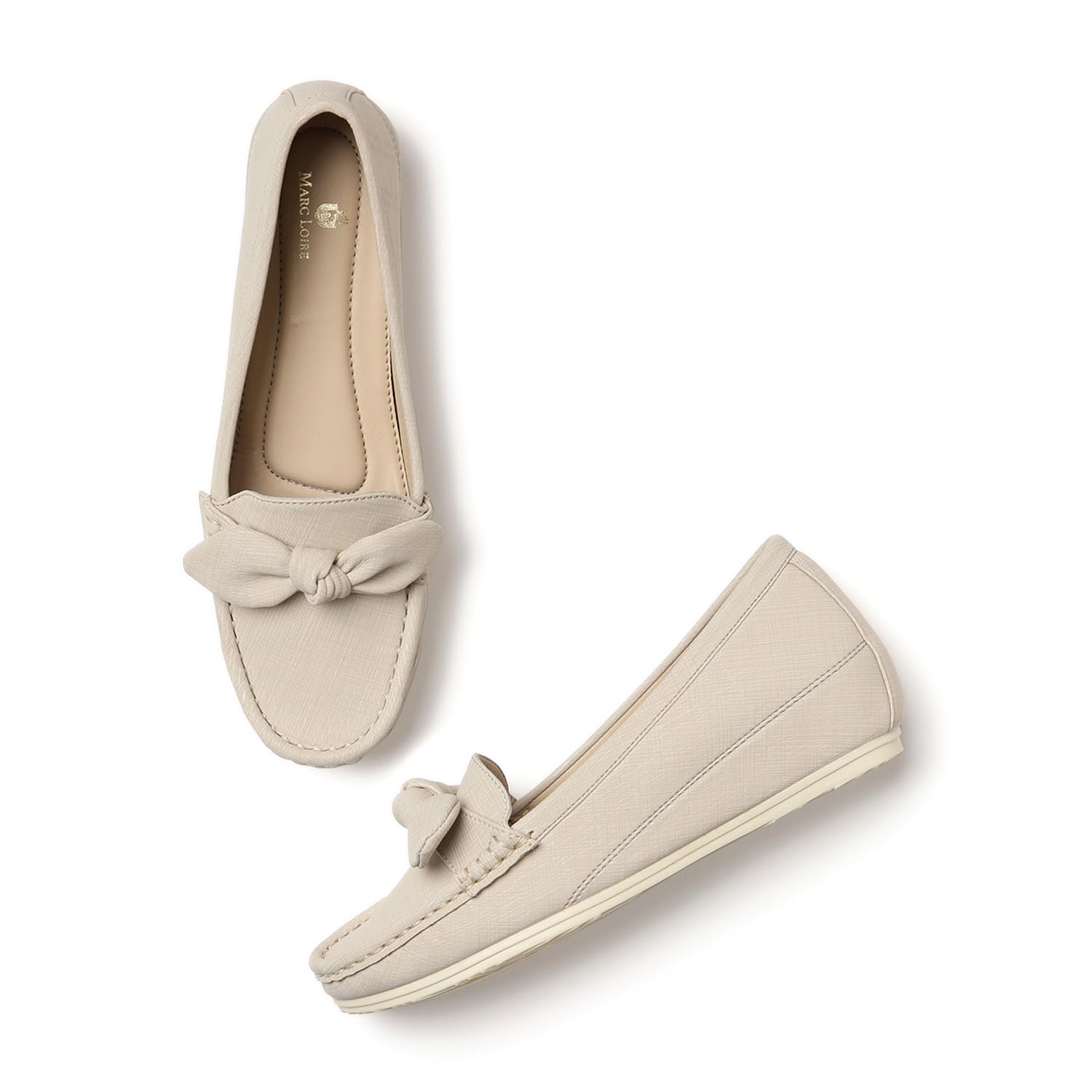 Marc Loire Women Comfortable Wedge, Textured Loafer Shoes Casual & Formal Footwear (Cream, 6) (B0D4Z31FM1) Amazon Price History, Amazon Price Tracker