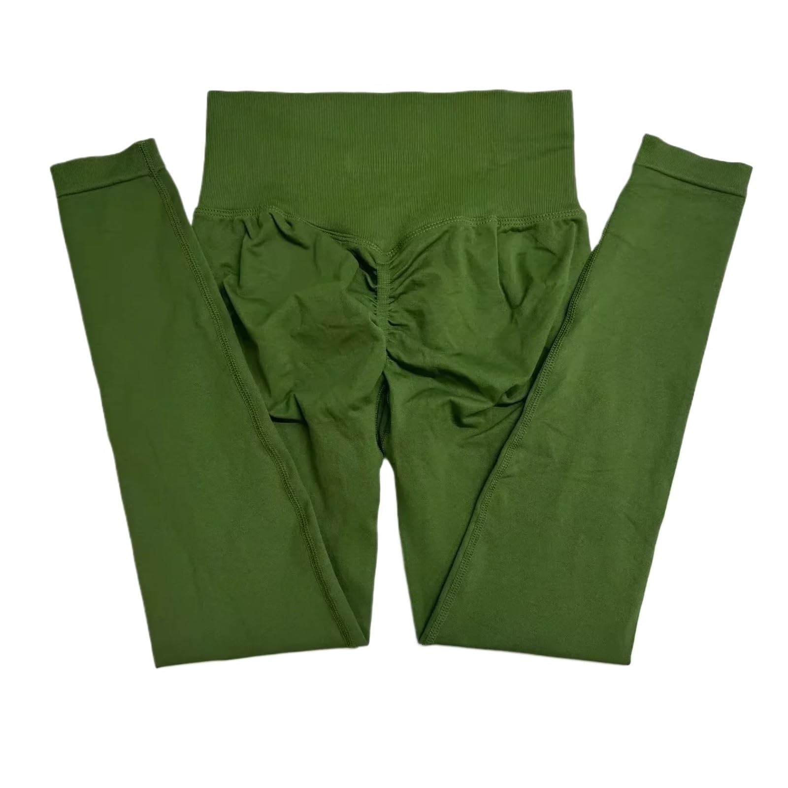 Leggings Donna Vita Yoga Legging Senza Cuciture Scrunch Bum Leggings da Palestra Allenamento Calzamaglia Sportiva Pantaloni Elasticizzati(Green,S)