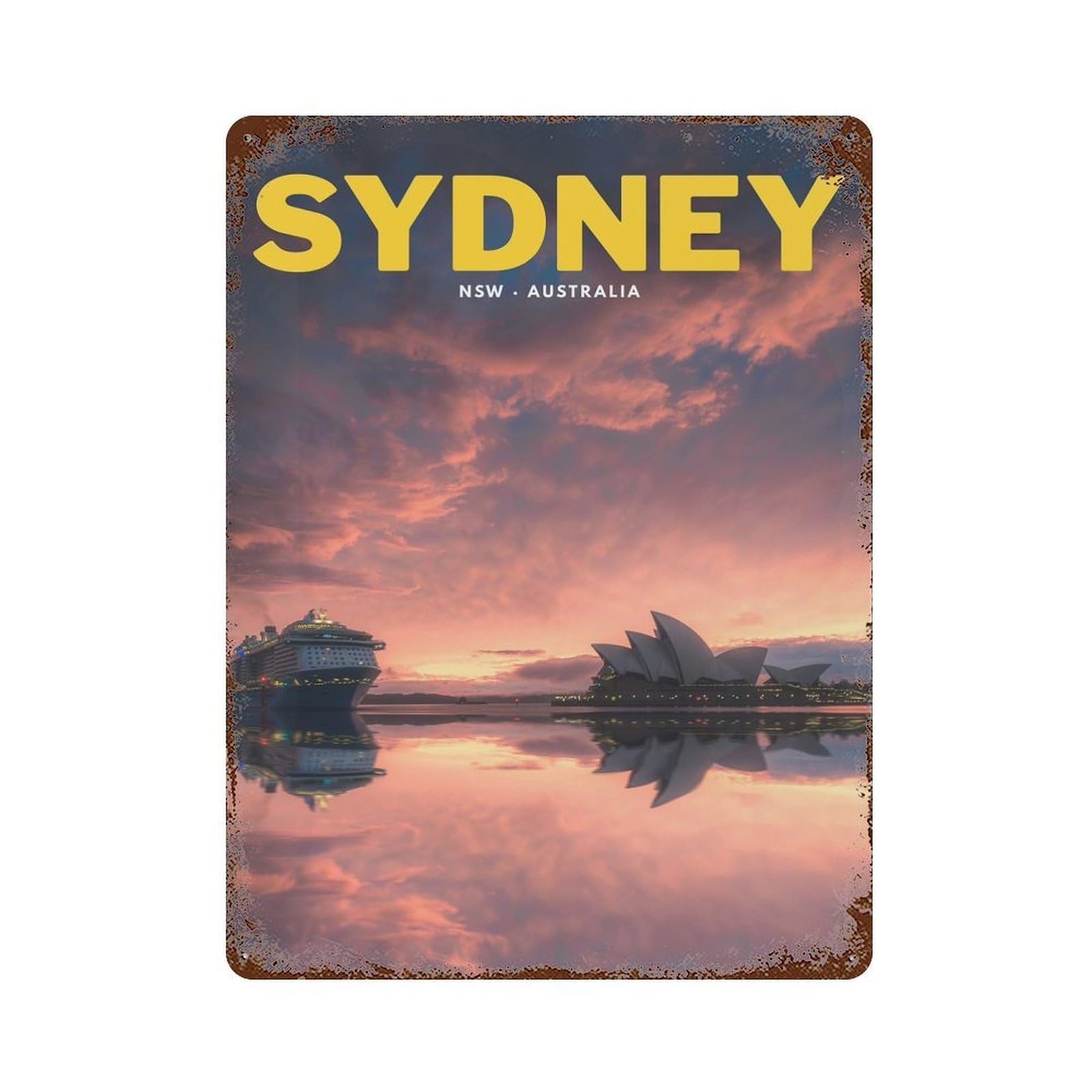 Sydney, Australia at Sunset Retro Metal Sign 15.7"x11.8", for Office, Studio And Wall Decor, Industrial Home Decor