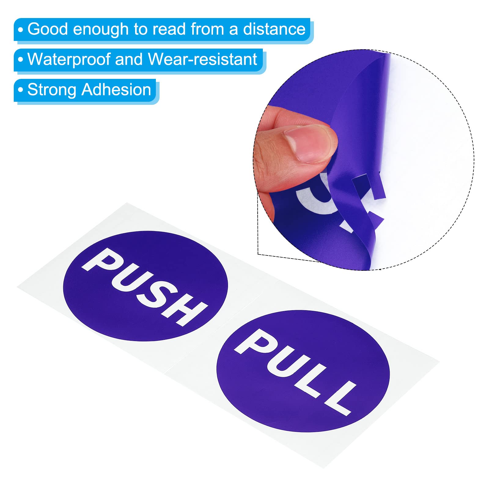 Cartelli Push Pull Autoadesivi Per Porte - 4 Pezzi Formato Misto, Vinile Lucido Rimovibile - Foto 6