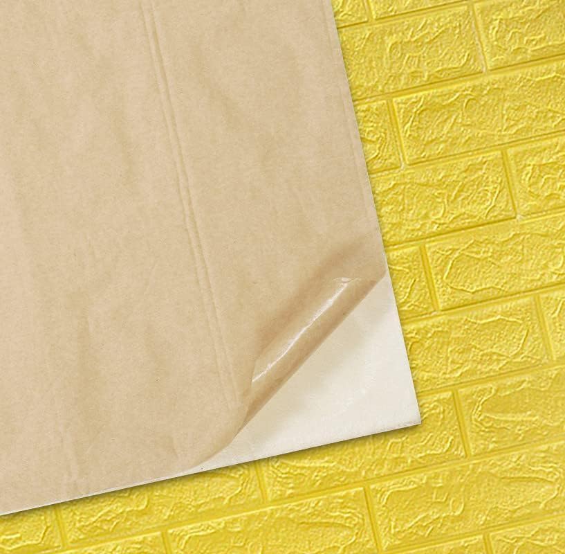 Image of 3D Brick Wallpaper for Wall | Self Adhesive PE Foam DIY Panel | Peel & Stick Decor for Home, Living, Bedroom & Office (70 x 77 cm, Appx 5.8 Sq Ft) (1, Yellow)