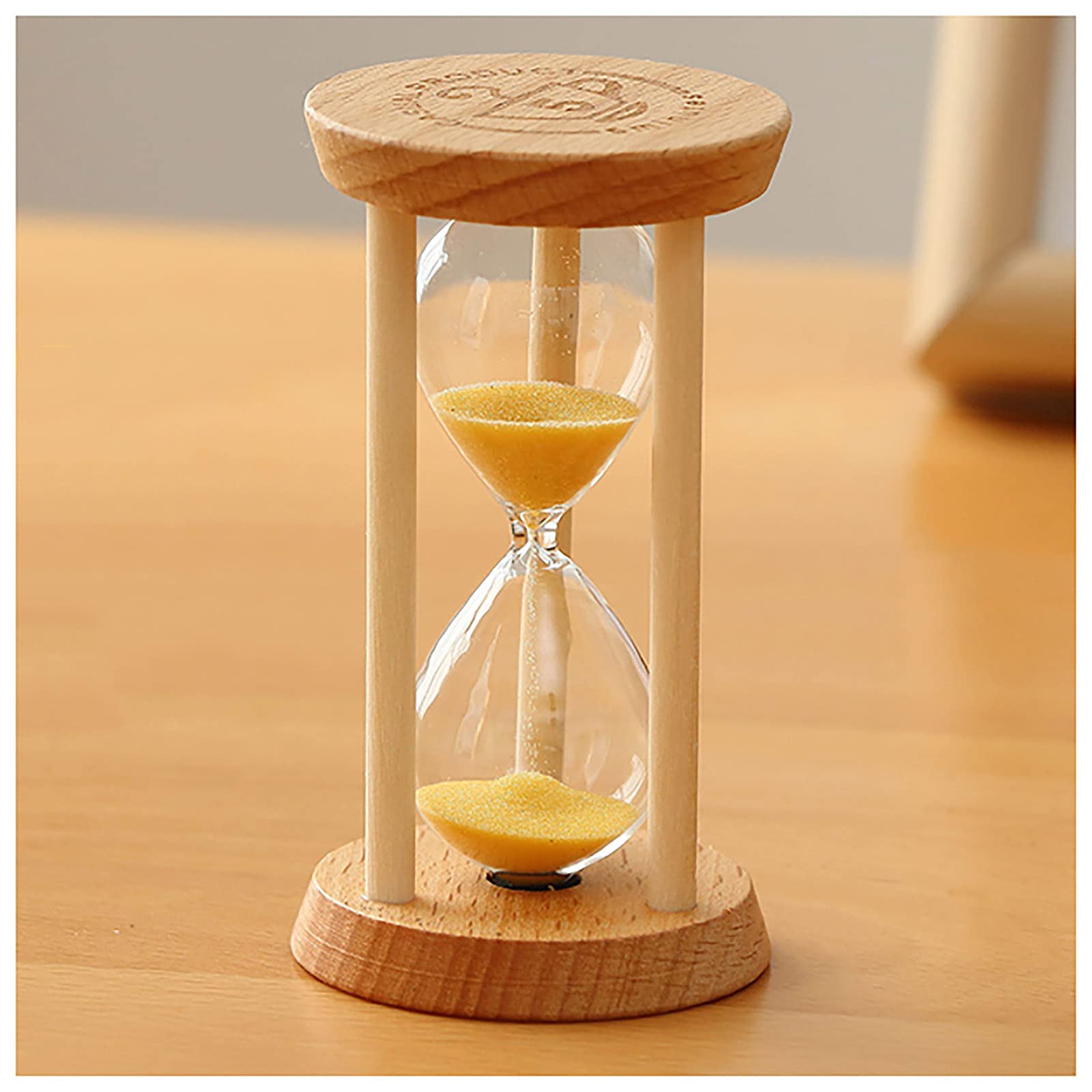 Reloj de Arena, Reloj de Arena Madera/Vidrio, con Forma Huevo, 3/5/10/15/20/30 Minutos, Ideal for niños, aulas, cocinas, Juegos y Cepillado(Unique Colour,3 Minutes)