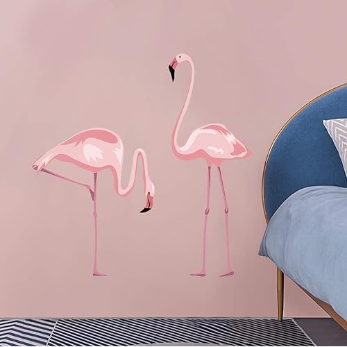 Miniatura 2 de decalmile Calcomanías de pared de flamenco rosa, calcomanías de pared para dormitorio, sala de estar, habitación de los niños, decoración de pared