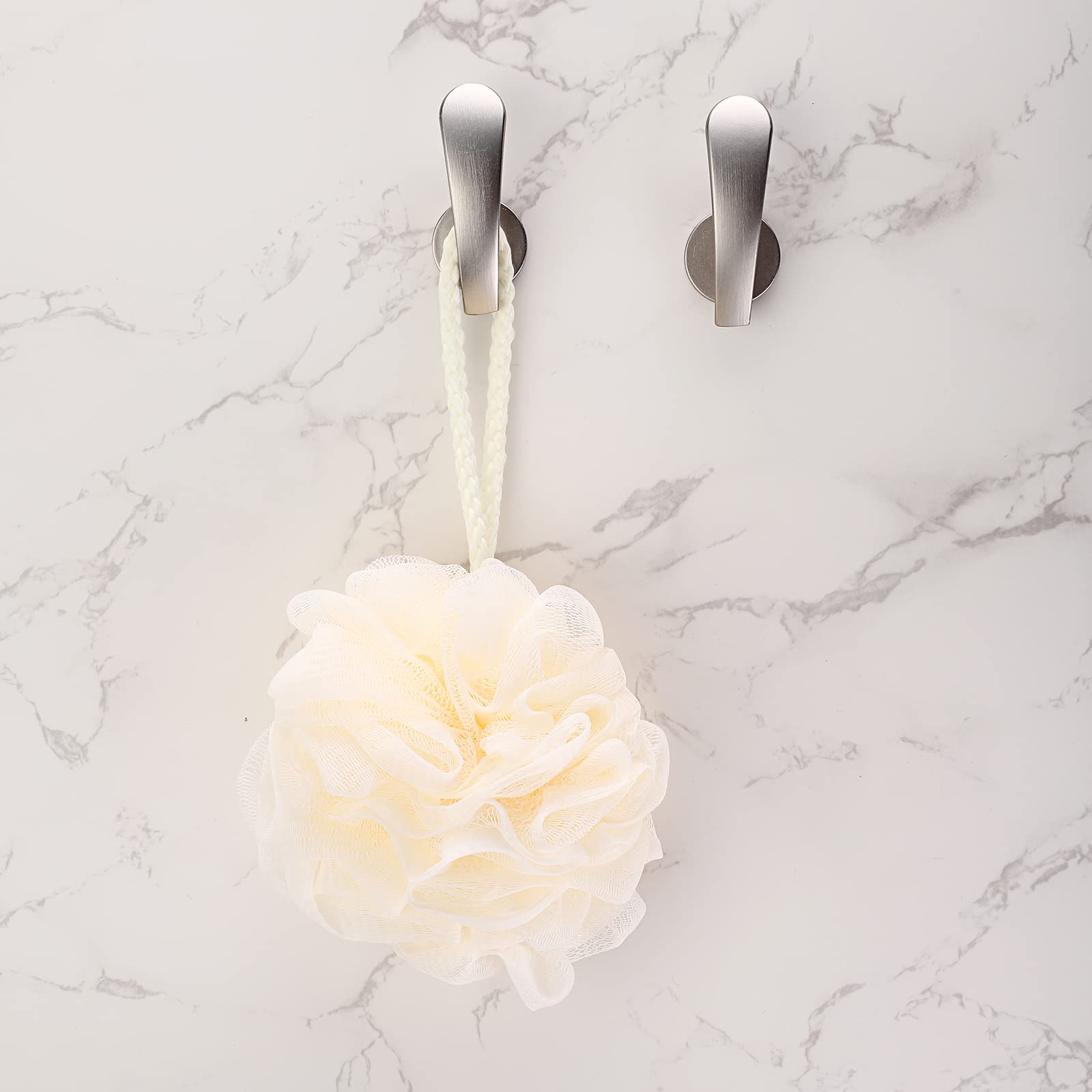 BSTKEY Set of 4 Aluminum Alloy Curtain Hooks, Decorative Wall Mounted Window Curtain Drapery Tiebacks Holdbacks, Curtain Holder with Screws, Silver