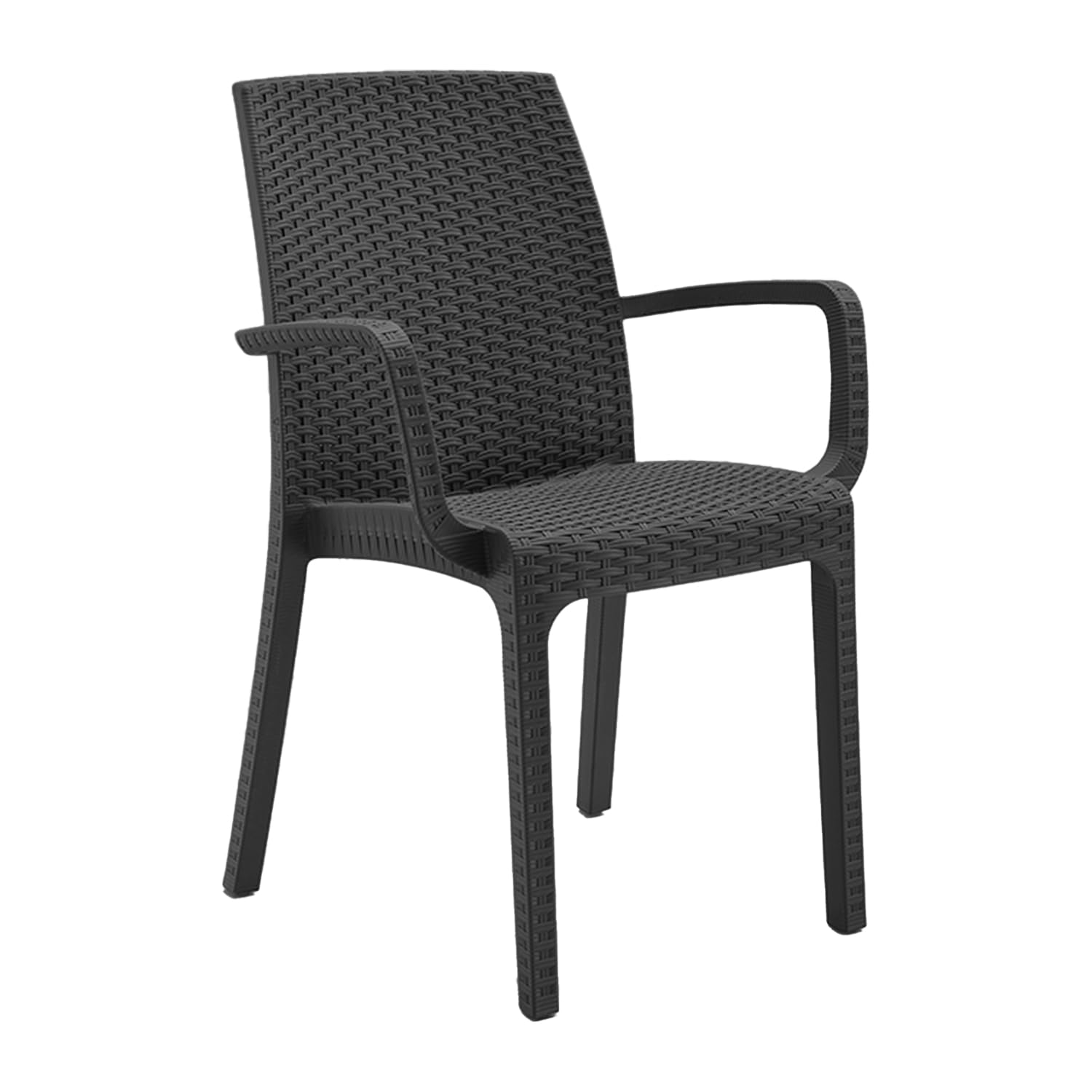 Sicignano Poltrona con Braccioli, Sedia con Braccioli, Poltrona Indiana, Antracite, Impilabile, Sedia Plastica, Interno Esterno Giardino, 59x57x86 cm, 1 Pezzo, BC904