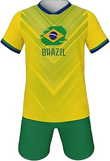 24/25 National Flag Soccer Jersey Kit for Kids Youth Boys Girls Sports Uniforms Outfits Fans Gift Shirt and Shorts Sets 3-14Y