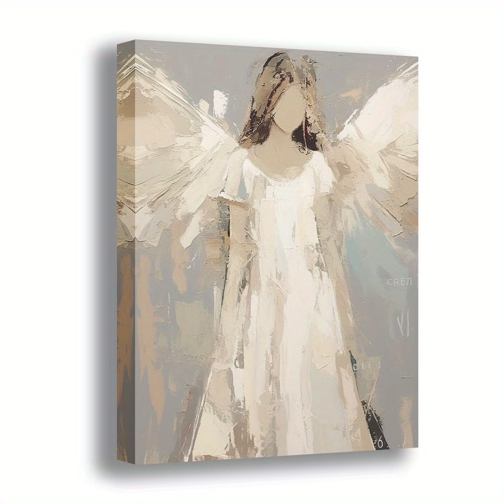 awitufhgp 1pc Heavenly Light Minimalist Angel Wall Art with Textured Brushstrokes, for Home and Office Decor, Cafe, Bedroom, Study(55x75cm/22x30in(WxH)/No frame)