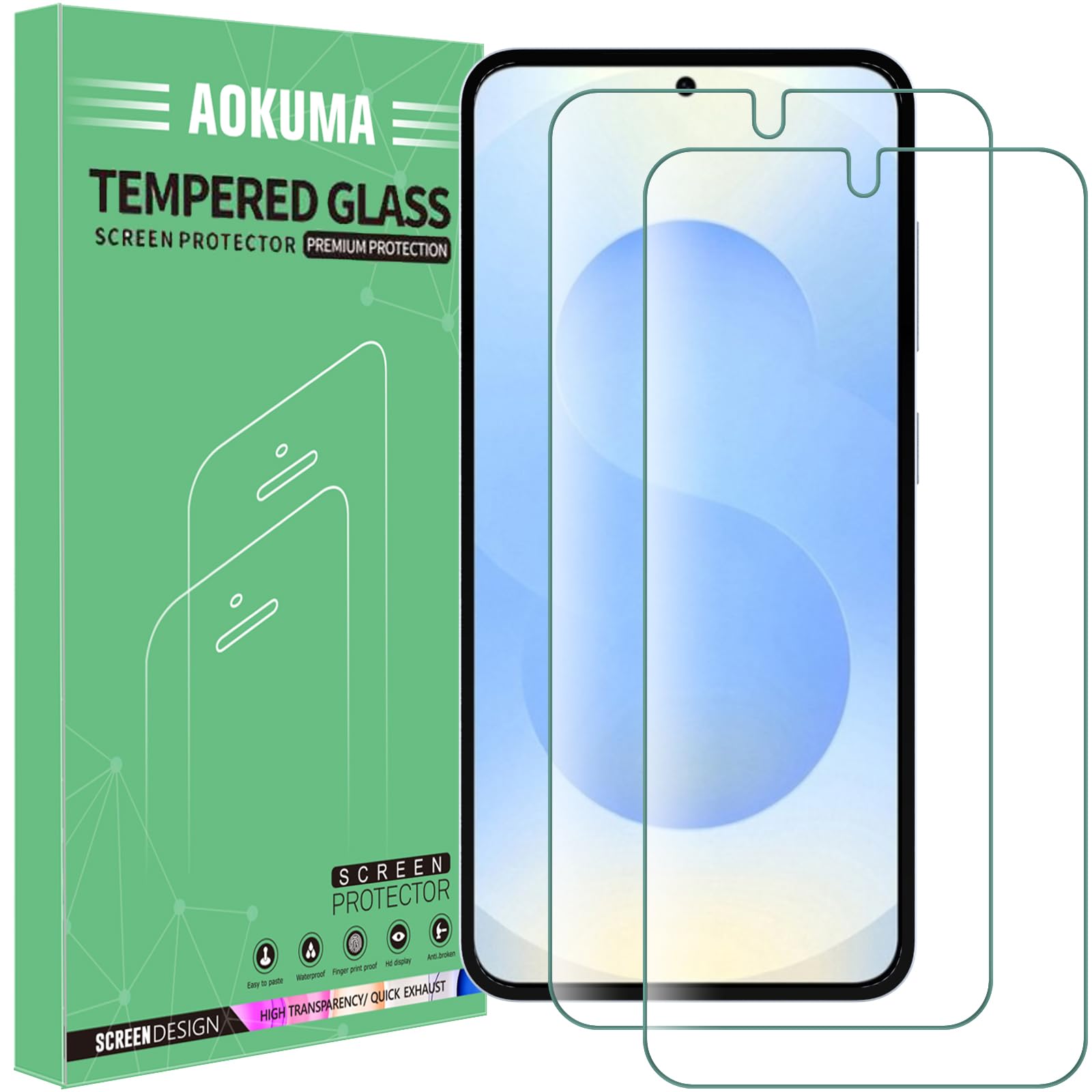 [2 Pack for Samsung Galaxy S25 5G/S24 5G, Screen Protector Tempered Glass, Premium Quality Guard Film, Case Friendly, Shatterproof, Shockproof, Scratchproof, Oilproof
