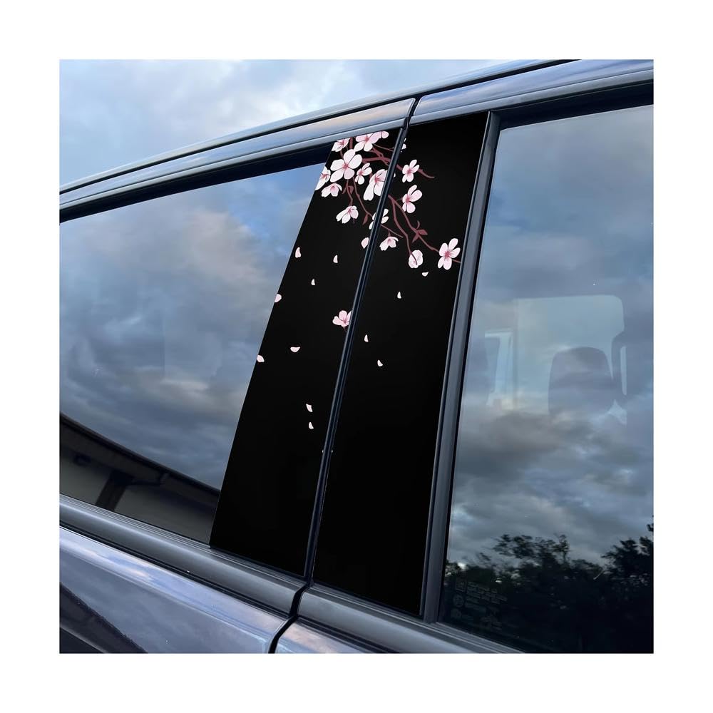 Bertdcx One Color 2 Sheets Of Cherry Blossom Easy To Tear And Stick B-Pillar Protection Decal Auto Parts