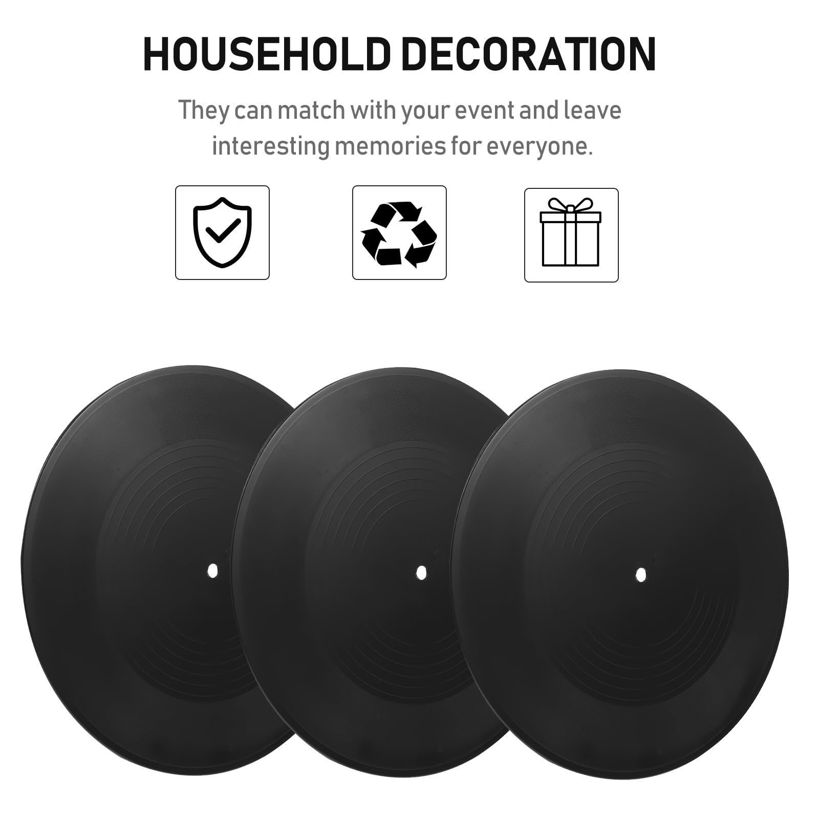 Abaodam Decorazione in Vinile Nero 12 Pezzi per Parete Retrò | Ornamenti d Interni per Stanza, Stile Artistico per Fai-da-te, Decorazioni Pareti