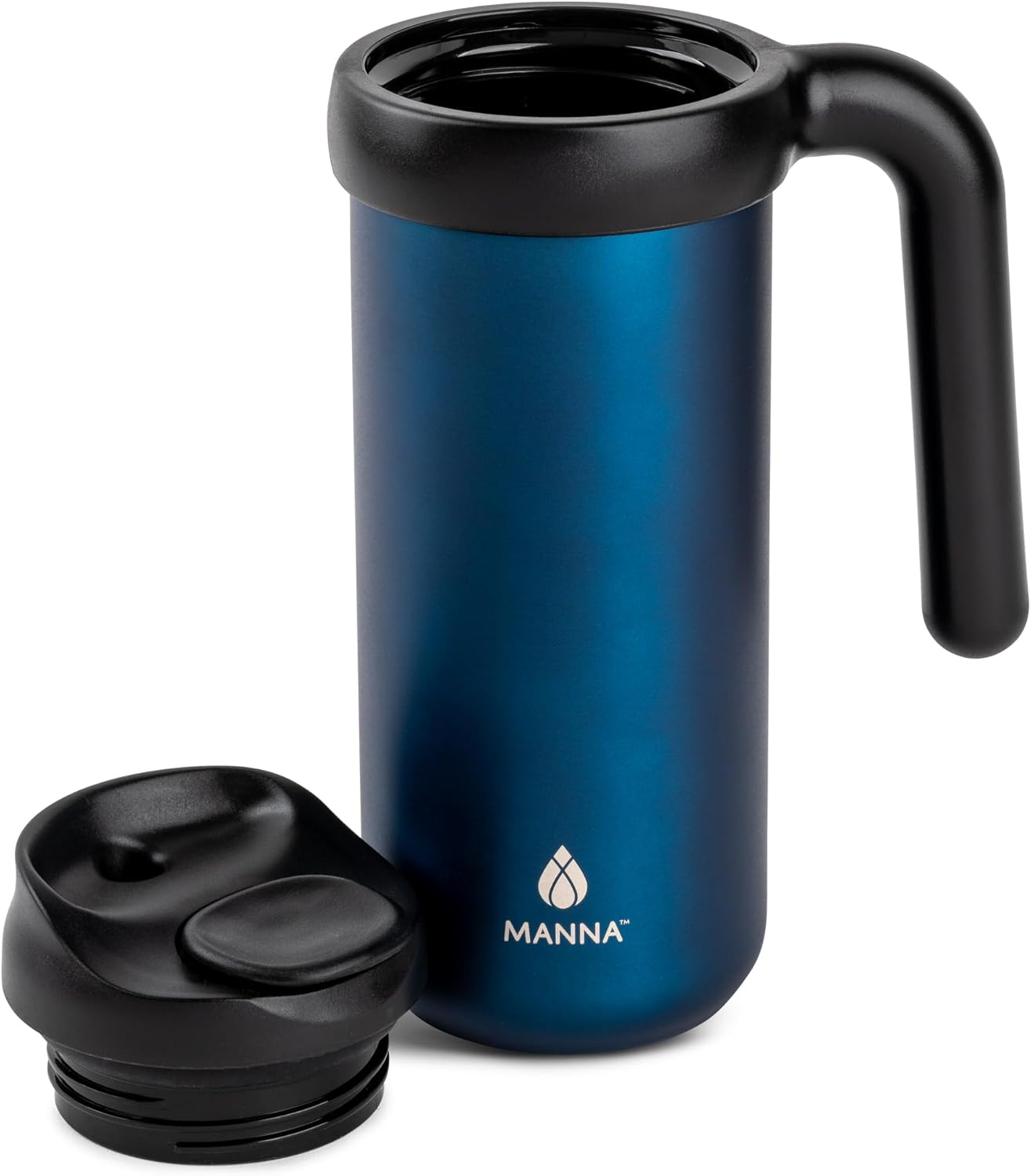 Manna Mocha Double-wall Vacuum Insulated Travel Mug with Leak-proof Easy-Align Lid - 16 Oz - Sapphire - Image 2